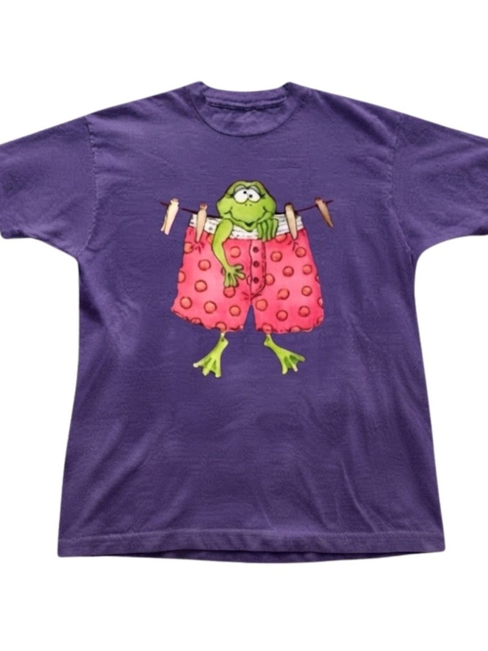 Funny Frog Polka Dot Boxer Shorts Graphic Tee Purple Gildan T-Shirt